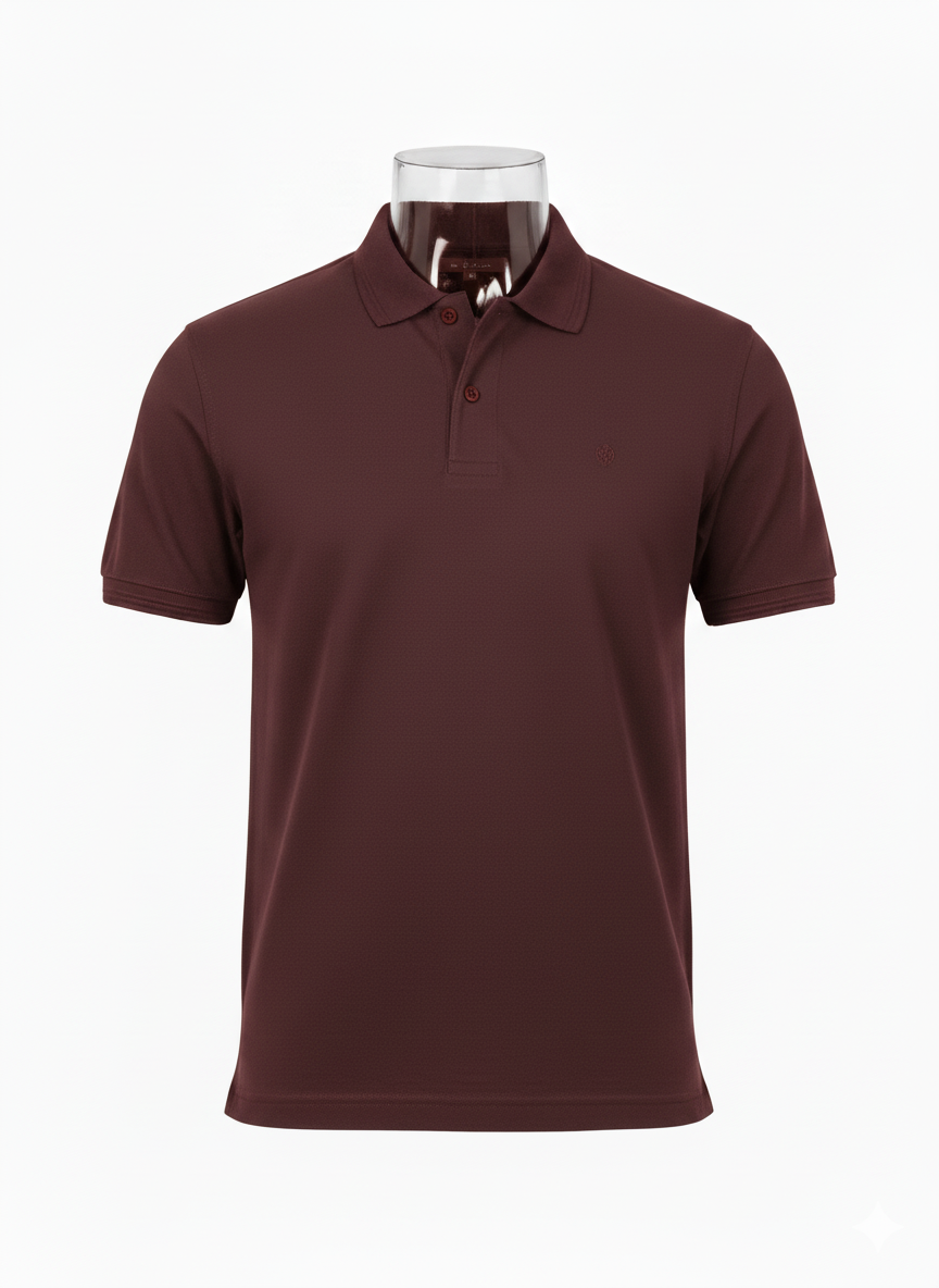 Everyday Plain Polo Shirt (Maroon) view 2